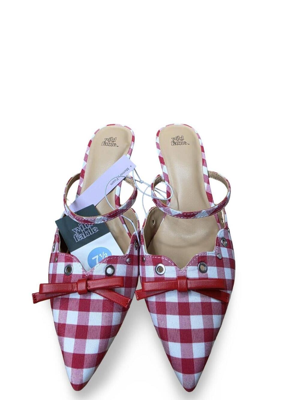 Wild Fable Women’s Lysander Red Gingham Eyelet Kitten Heels Shoes - Size 8.5